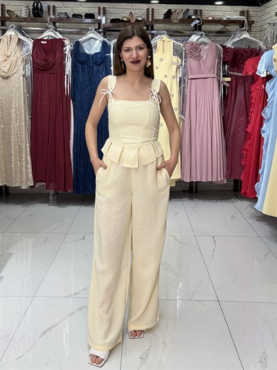 Sarı Korse Bluz Pantolon Takım