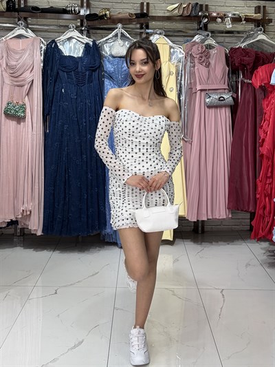 Şifon Puantiyeli Elbise