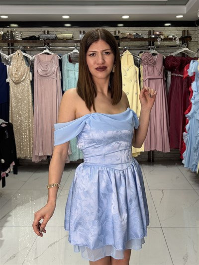 Sırt Bağlamalı Bebe Mavisi Elbise