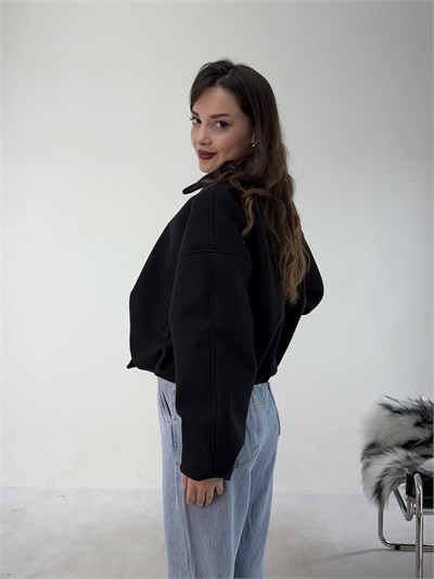 Siyah Bomber Kaşe Ceket
