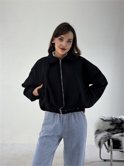 Siyah Bomber Kaşe Ceket