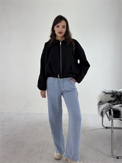Siyah Bomber Kaşe Ceket