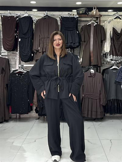 Siyah Fermuarlı Tensel Takım