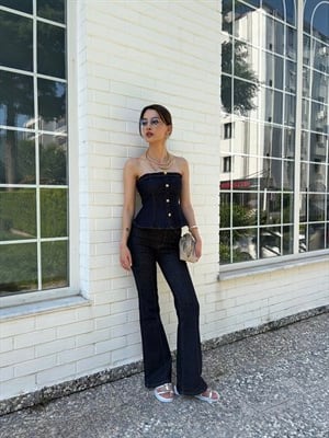 Straplez Denim Takım
