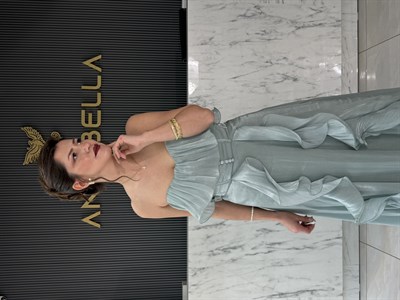 Su Yeşili Angel Straplez Abiye