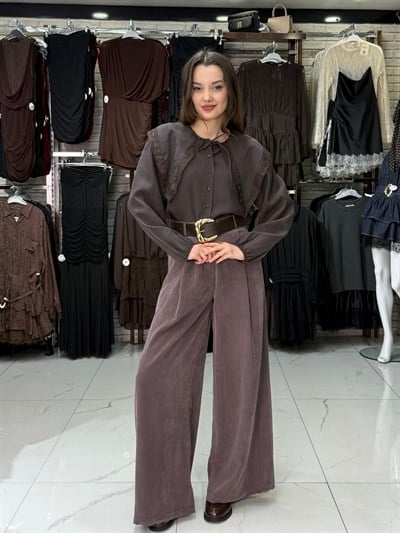 Tesla Yaka Acı Kahve Gömlek