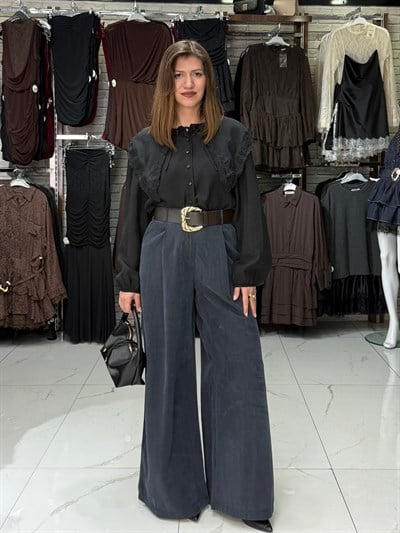 Tesla Yaka Siyah Gömlek