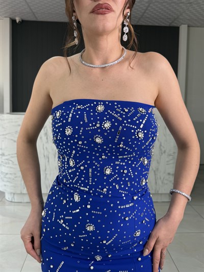 Tokyo Lacivert Taşlı Abiye