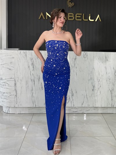 Tokyo Lacivert Taşlı Abiye