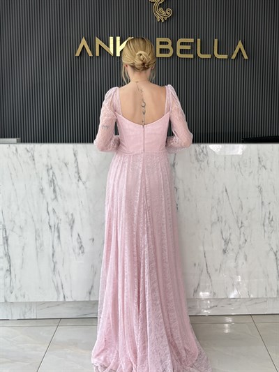 Toz Pembe Gotik Abiye