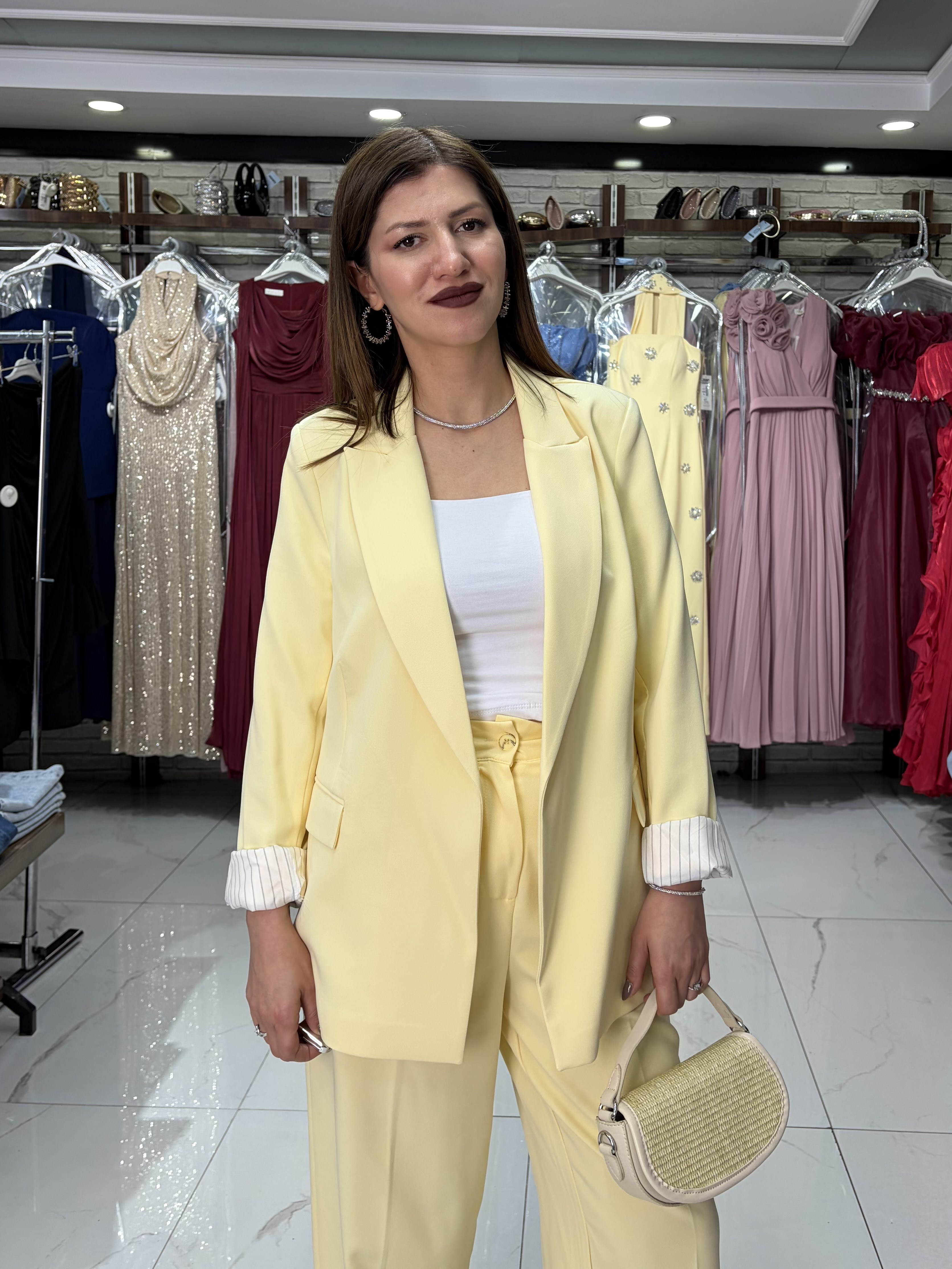 Sarı Kol Katlamalı Duble Blazer · 6