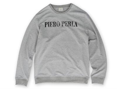 Crew Neck Jaguar Pattern Flock Print Regular Fit Grey Melange Sweatshirt