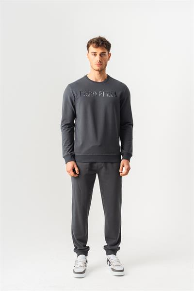 Bisiklet Yaka Jaguar Desen Flok Baskılı Regular Fit Sweatshirt