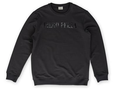 Crew Neck Jaguar Pattern Flocked Print Regular Fit Anthracite Sweatshirt