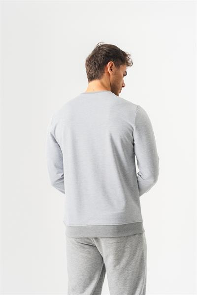 Crew Neck Jaguar Pattern Flock Print Regular Fit Grey Melange Sweatshirt