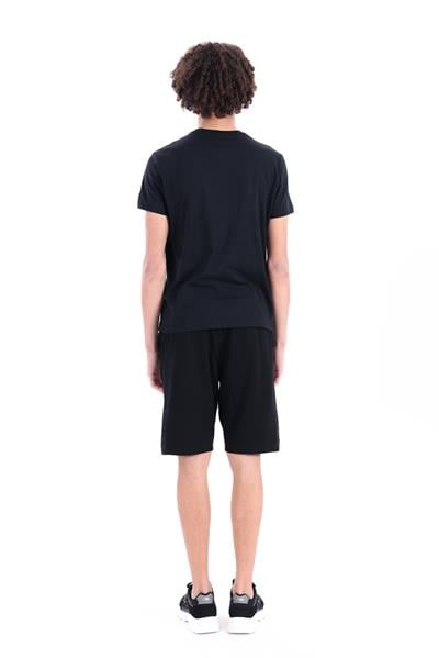 Çelik İnterlok Kumaşlı Premium Garnili Slim Fit Erkek Siyah Şort 