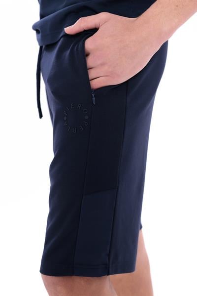 Çelik İnterlok Kumaşlı Premium Garnili Slim Fit Erkek Lacivert Şort 