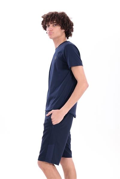 Çelik İnterlok Kumaşlı Premium Garnili Slim Fit Erkek Lacivert Şort 