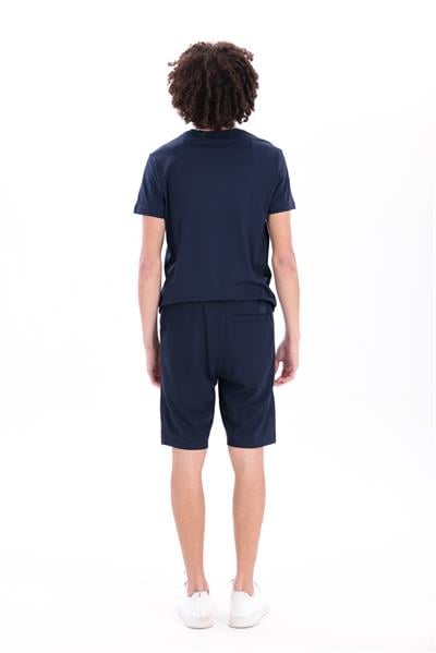 Çelik İnterlok Kumaşlı Premium Garnili Slim Fit Erkek Lacivert Şort 