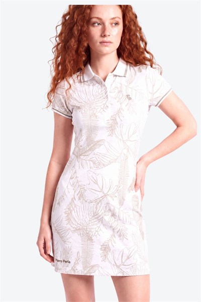 Desen Detaylı Slim Fit Kadın Polo Yaka Elbise