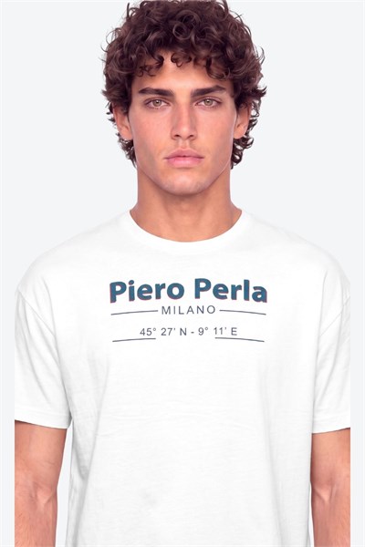 Erkek Bisiklet Yaka Milano Koordinat Baskı Detaylı Oversize Fit T-Shirt