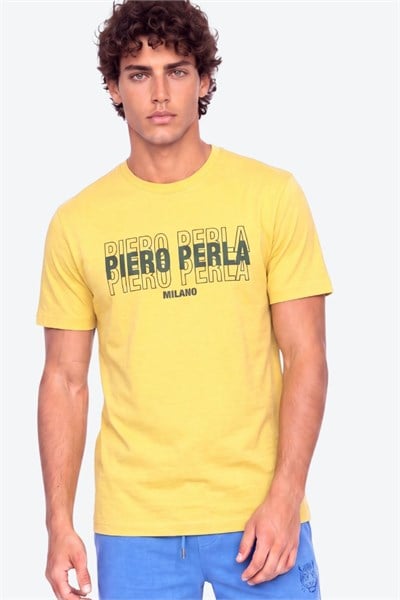 Erkek Bisiklet Yaka Yüksek Baskı Detaylı Regular Fit T-Shirt