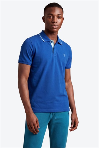 Erkek Eva Nakış Detaylı Ayaksız Triko Yaka Slim Fit Kıvrılmaz Yaka Polo T-Shirt