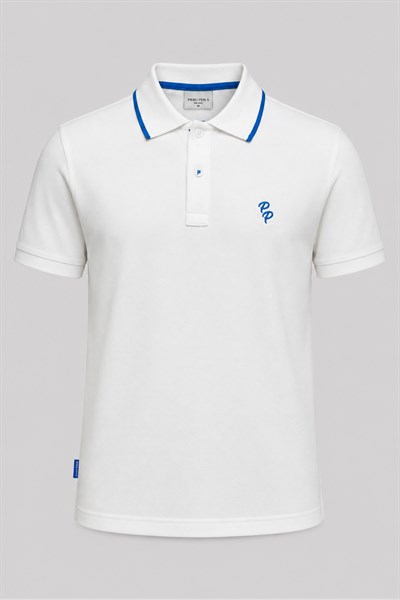 Erkek Eva Nakış Detaylı Ayaksız Triko Yaka Slim Fit Kıvrılmaz Yaka Polo T-Shirt