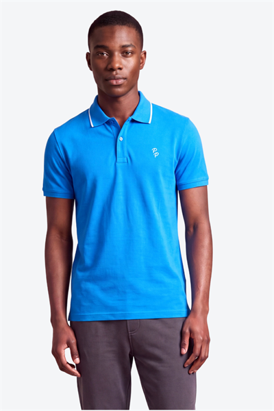 Erkek Eva Nakış Detaylı Ayaksız Triko Yaka Slim Fit Kıvrılmaz Yaka Polo T-Shirt