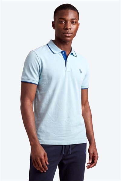 Erkek Eva Nakış Detaylı Ayaksız Triko Yaka Slim Fit Kıvrılmaz Yaka Polo T-Shirt