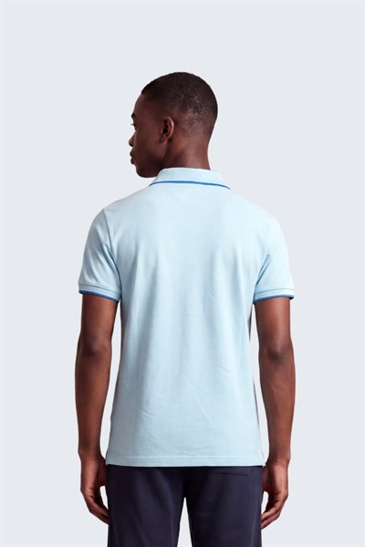 Erkek Eva Nakış Detaylı Ayaksız Triko Yaka Slim Fit Kıvrılmaz Yaka Polo T-Shirt