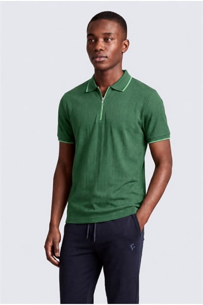 Erkek Fermuar Detaylı Slim Fit Polo Yaka T-Shirt