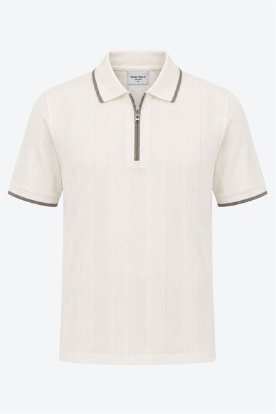 Erkek Fermuar Detaylı Slim Fit Polo Yaka T-Shirt