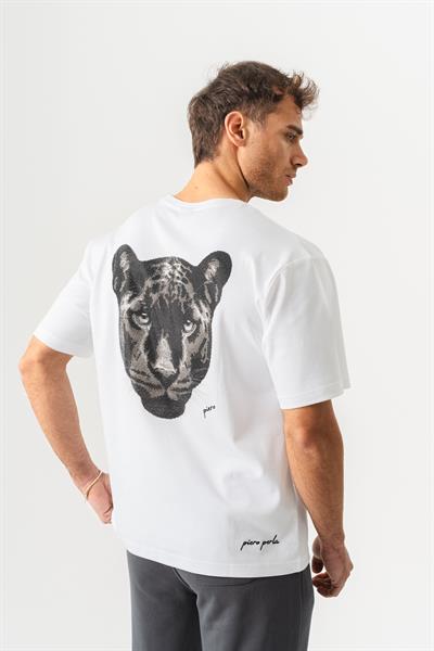 Mens Knitted Short Sleeve Oversize White T-Shirt