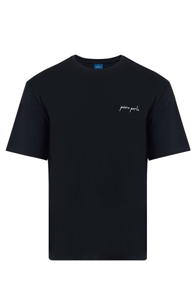Erkek Örme Kısa Kol Oversize Siyah T-Shirt