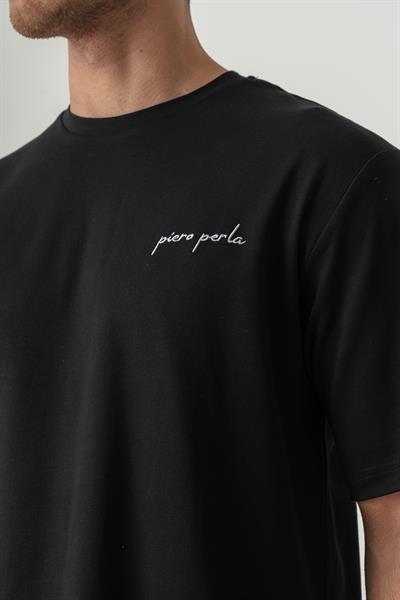 Erkek Örme Kısa Kol Oversize Siyah T-Shirt