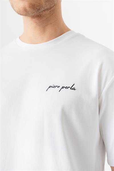 Mens Knitted Short Sleeve Oversize White T-Shirt