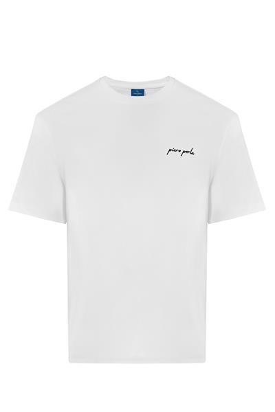 Mens Knitted Short Sleeve Oversize White T-Shirt