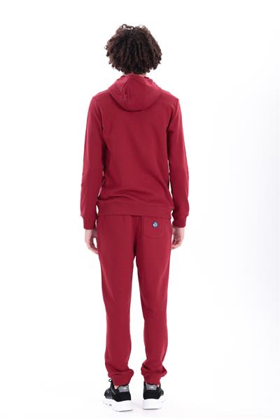 Red Mens Regular Fit Hoodie with Waffle Print Logo