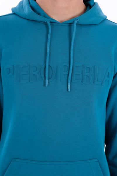 Gofre Print Logo Regular Fit Hooded Mens Kobalt Hoodie