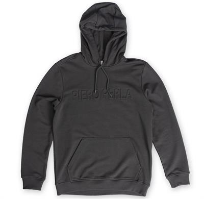 Regular Fit Hooded Mens Hoodie with Embossed Waffle Logo in Anthracite