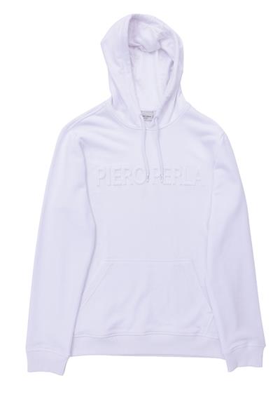 Gofre Print Logo Regular Fit Hooded Mens White Hoodie