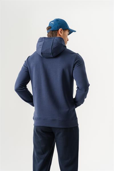 Mens Navy Regular Fit Hooded Hoodie with Embossed Logo