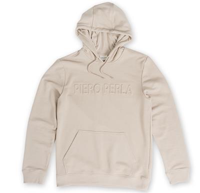 Mens Stone Print Regular Fit Hooded Hoodie with Embossed Logo