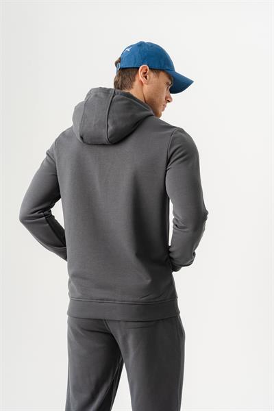 Regular Fit Hooded Mens Hoodie with Embossed Waffle Logo in Anthracite
