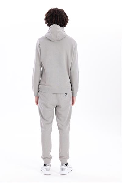 Regular Fit Mens Light Grey Hoodie with Debossed Logo