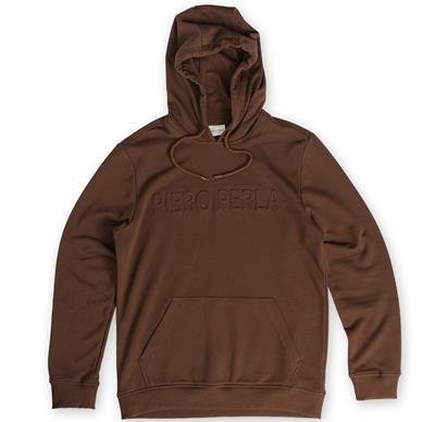 Mens Regular Fit Hooded Hoodie in Tan with Embossed Logo