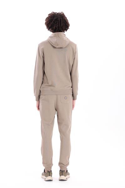 Debossed Logo Regular Fit Hooded Mens Hoodie in Khaki