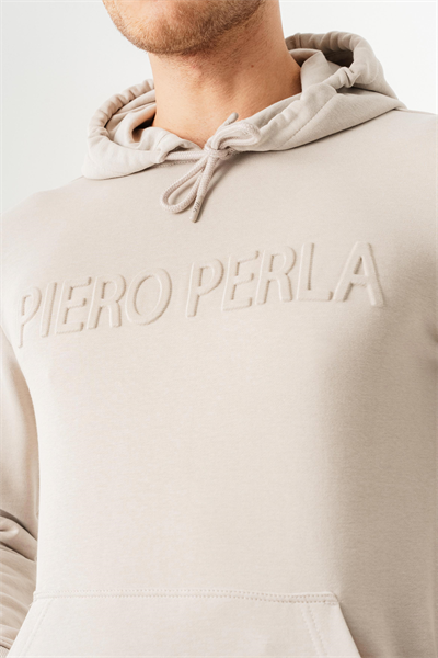 Mens Stone Print Regular Fit Hooded Hoodie with Embossed Logo