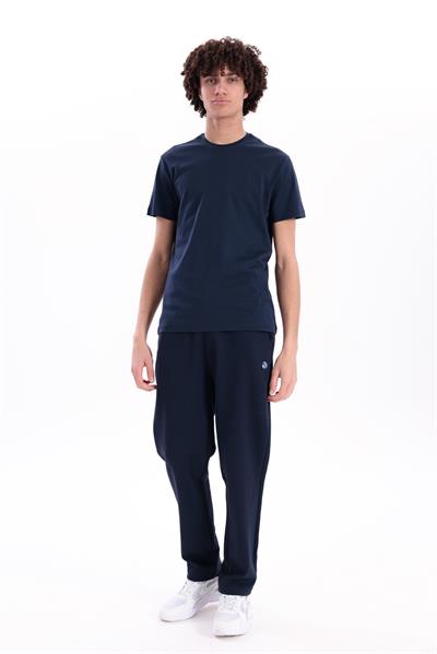 Interlock Compact Tone-on-Tone EVA Embroidered Crew Neck Slim Fit Mens Navy T-Shirt